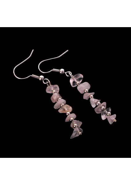 Sıcak 7 Renkler Düzensiz Taş Taş Boncuk Reiki 5.5 cm Uzun Dangle Kanca Pembe Küpe (Yurt Dışından)