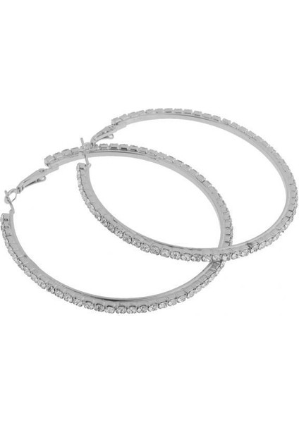 4x Kadın Kızlar Kristal Alaşım Pürüzsüz Büyük Büyük Yuvarlak Kasnak I 40MM 4 Adet Küpe (Yurt Dışından)