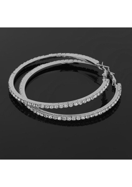 4x Kadın Kızlar Kristal Alaşım Pürüzsüz Büyük Büyük Yuvarlak Kasnak I 40MM 4 Adet Küpe (Yurt Dışından)