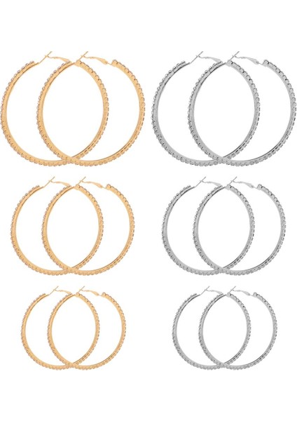 4x Kadın Kızlar Kristal Alaşım Pürüzsüz Büyük Büyük Yuvarlak Kasnak I 40MM 4 Adet Küpe (Yurt Dışından)