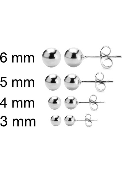 12 Çift Moda Hipoalerjenik Kulak Sapları Takı Hediyesi 3/4/5/6mm Küpe (Yurt Dışından)