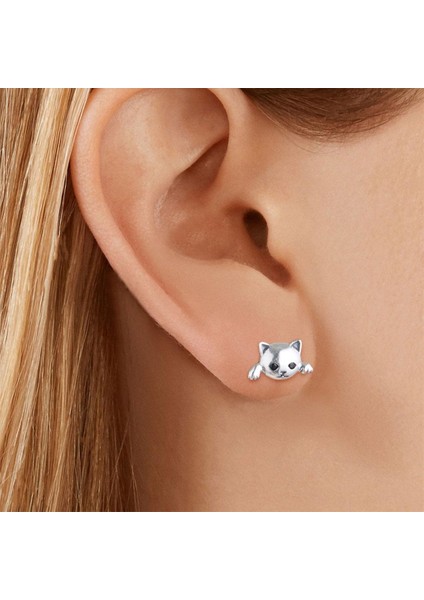 Hipoalerjenik Kedi Yarım Hoop Güzel Pet Kulak Çiviler Kadınlar Kızlar Için Küpe (Yurt Dışından) fiyatları