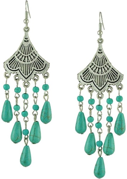 1 Çift Turkuaz Kulakdap Bohemian Boho Tibet Mücevherleri Küpe (Yurt Dışından)