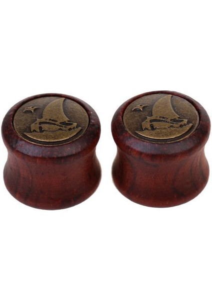 4xnovelty Yelken Deseni Ahşap Kulak Tıkacı Et Tünel Sedye Genişletici 16MM 4 Adet Küpe (Yurt Dışından)