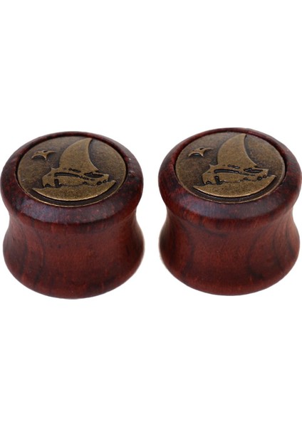 4xnovelty Yelken Deseni Ahşap Kulak Tıkacı Et Tünel Sedye Genişletici 16MM 4 Adet Küpe (Yurt Dışından)
