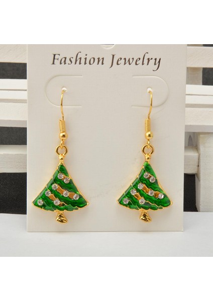 Moda Festival Emaye Ağacı Damla Kanca Kristal Noel Noel Hediye Küpe (Yurt Dışından) fiyatları