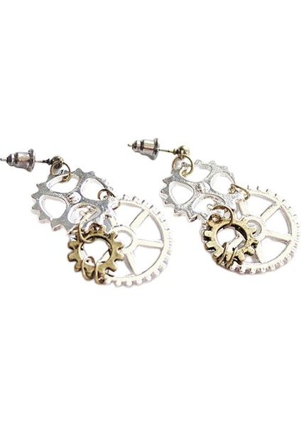 Steampunk Punk Rock Gear Mekanik Dangle Ear Studs Düğün Disko Küpe (Yurt Dışından)