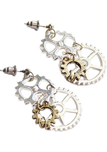 Steampunk Punk Rock Gear Mekanik Dangle Ear Studs Düğün Disko Küpe (Yurt Dışından)