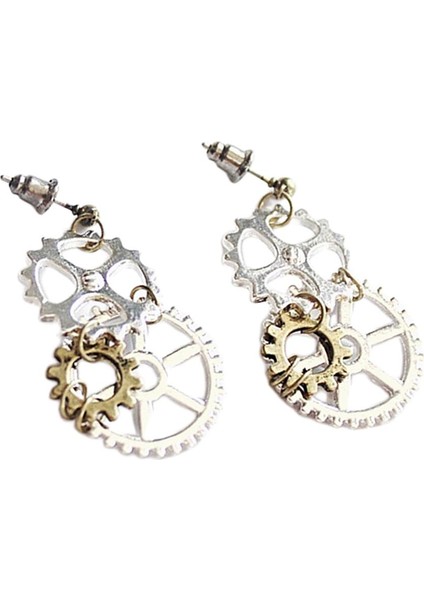 Steampunk Punk Rock Gear Mekanik Dangle Ear Studs Düğün Disko Küpe (Yurt Dışından)