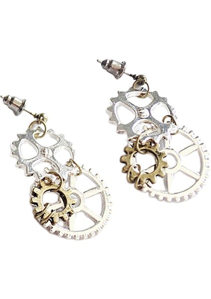 Steampunk Punk Rock Gear Mekanik Dangle Ear Studs Düğün Disko Küpe (Yurt Dışından)