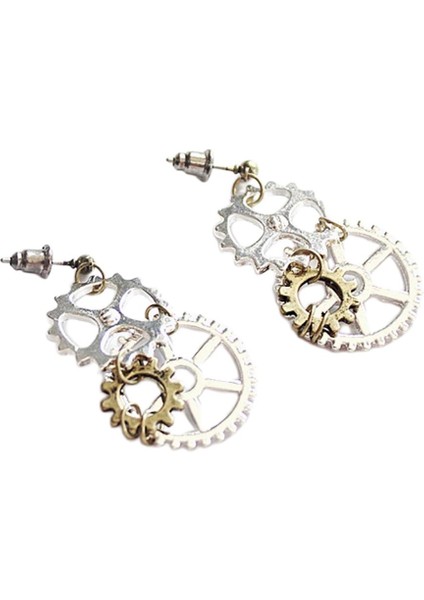 Steampunk Punk Rock Gear Mekanik Dangle Ear Studs Düğün Disko Küpe (Yurt Dışından)