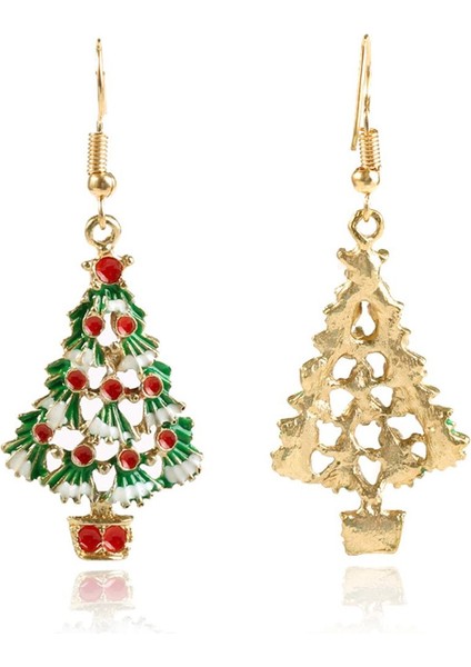 4x1 Çift Alaşım Renkli Noel Teması Moda Kanca I Noel Ağacı 4 Adet Küpe (Yurt Dışından) indirimleri