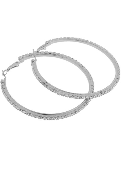 Kadın Kızlar Kristal Alaşım Pürüzsüz Büyük Büyük Yuvarlak Hoop 40MM Küpe (Yurt Dışından)