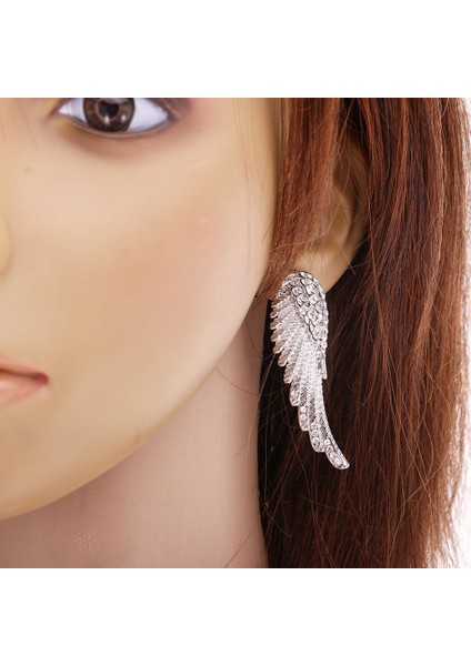 Kadın Pembe Glitter Kristal Büyük Melek Kanat Küpe (Yurt Dışından) fiyatları
