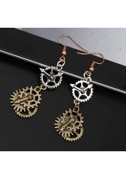 Antika Steampunk Balık Kancası Dangle Bronz Cog Dişli Alaşım Kulak Takı Küpe (Yurt Dışından)