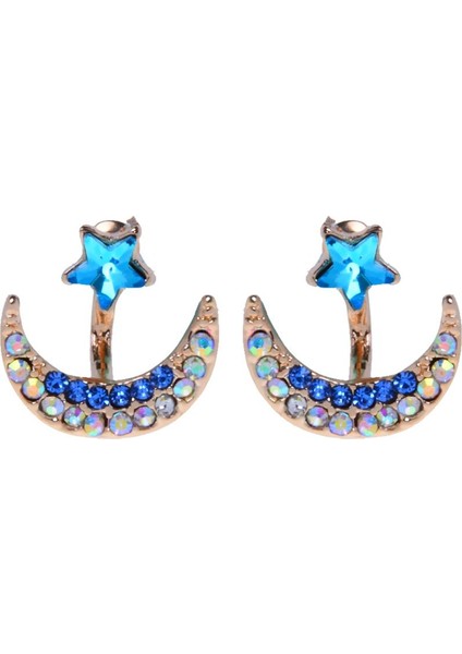Vintage Güzel Kristal Yıldız Sun Moon Rhinestone Stud Dangle Popüler Küpe (Yurt Dışından)
