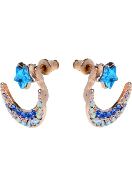 Vintage Güzel Kristal Yıldız Sun Moon Rhinestone Stud Dangle Popüler Küpe (Yurt Dışından)