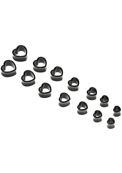 3x7 Çift Kalp Şekilli Tünel Akrilik Kulak Tıkacı Et Tüneli 8mm 20MM 3 Adet Küpe (Yurt Dışından)