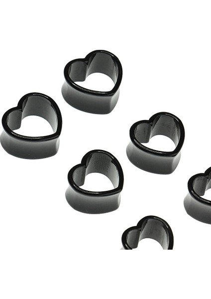 3x7 Çift Kalp Şekilli Tünel Akrilik Kulak Tıkacı Et Tüneli 8mm 20MM 3 Adet Küpe (Yurt Dışından)