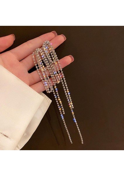 Boho Kadınlar Uzun Püskül Kızlar Için Rhinestone Kızlar Yıldönümü Nişan Küpe (Yurt Dışından) modelleri