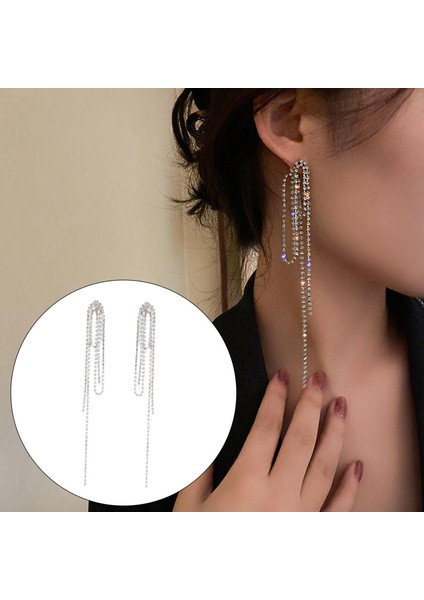 Boho Kadınlar Uzun Püskül Kızlar Için Rhinestone Kızlar Yıldönümü Nişan Küpe (Yurt Dışından) indirimleri