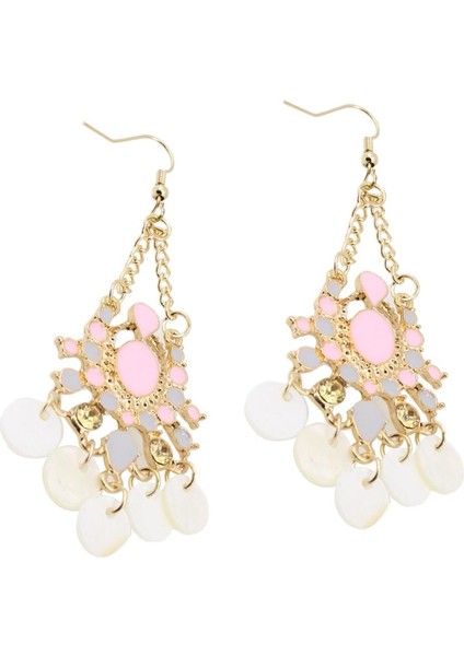 Prettyia Shell Disk Dangle Damla Kristal Rhinestone Jewel Aksesuar Küpe (Yurt Dışından)