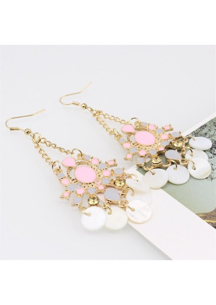 Prettyia Shell Disk Dangle Damla Kristal Rhinestone Jewel Aksesuar Küpe (Yurt Dışından)