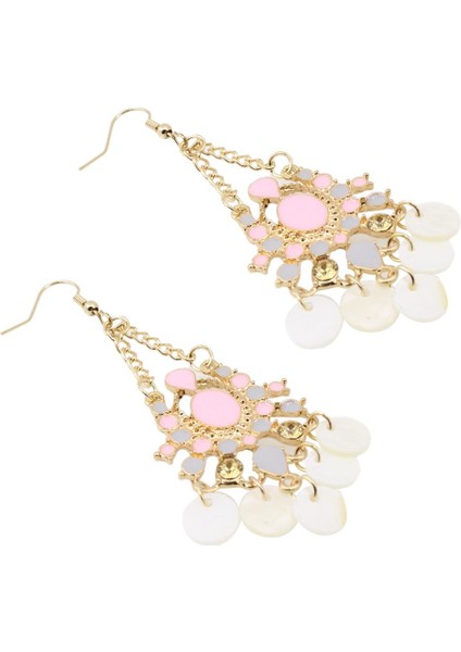 Prettyia Shell Disk Dangle Damla Kristal Rhinestone Jewel Aksesuar Küpe (Yurt Dışından)
