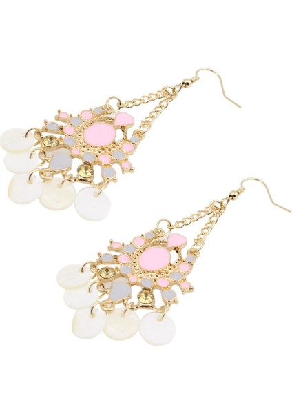 Prettyia Shell Disk Dangle Damla Kristal Rhinestone Jewel Aksesuar Küpe (Yurt Dışından)
