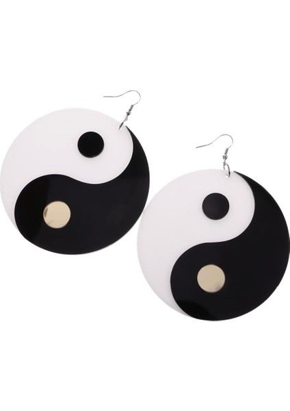 1 Çift Büyük Yuvarlak Yin Yang I Benzersiz Damla Sallanan Takı Küpe (Yurt Dışından)
