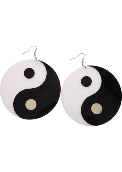 1 Çift Büyük Yuvarlak Yin Yang I Benzersiz Damla Sallanan Takı Küpe (Yurt Dışından)