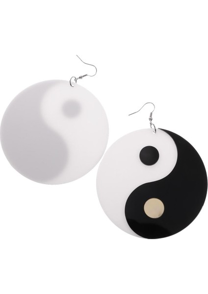1 Çift Büyük Yuvarlak Yin Yang I Benzersiz Damla Sallanan Takı Küpe (Yurt Dışından)