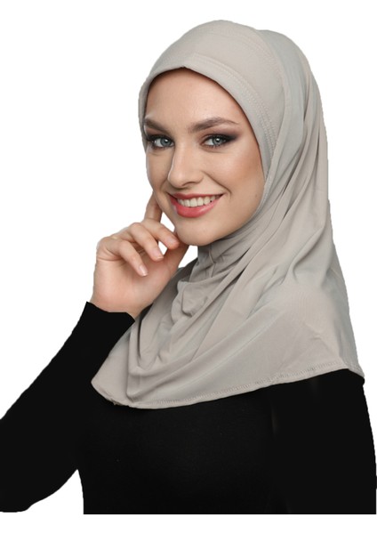 Takmatik Sade Bej Hazır Türban Tesettür Bone Namaz Örtüsü