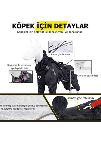 Fonksiyonel Fermuarlı Tulum Rüzgarlık Yağmurluk Köpek Kıyafeti s siyah modelleri