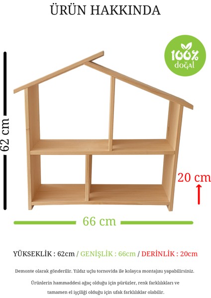 Kırtkırt Ahşap %100 Organik Doğal Ahşap Çocuk & Bebek Oyun Evi Büyük Boy