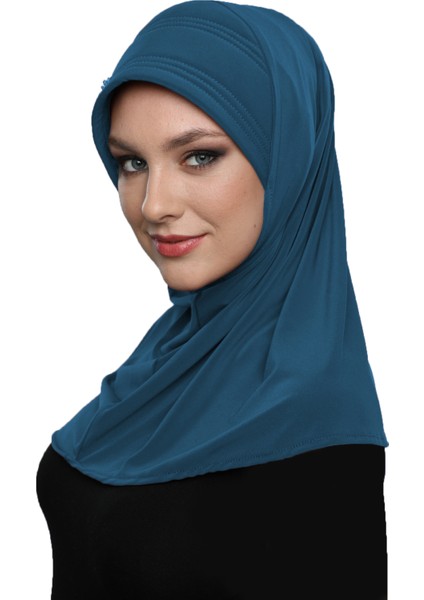 Takmatik Taşlı El İşi Boncuk İşlemeli Hazır Türban Tesettür Bone Namaz Örtüsü
