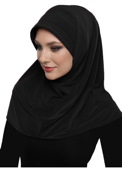 Takmatik Taşlı El İşi Boncuk İşlemeli Siyah Hazır Türban Tesettür Bone Namaz Örtüsü indirimleri