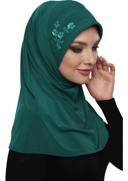 Takmatik Taşlı El İşi Boncuk İşlemeli Hazır Türban Tesettür Bone Namaz Örtüsü