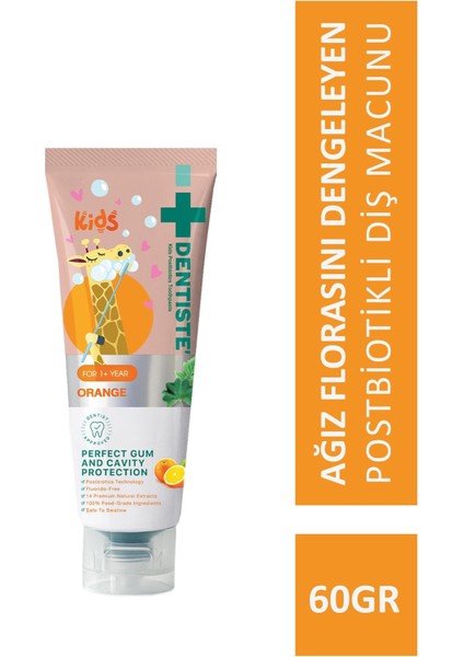 Kids 1-6 Yaş Bitkisel Portakallı Florürsüz Çocuk Diş Macunu