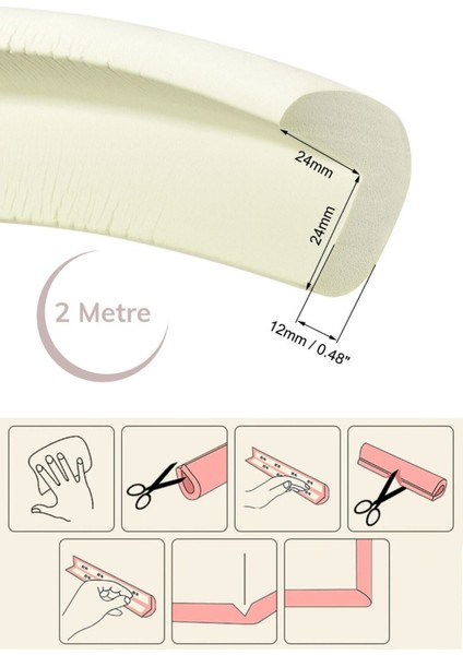 2 Metre Sarmal Krem Masa Kenar Koruyucu Şerit Masa Köşe Aparatı Bebek Çocuk Cam Ahşap Mas fırsatları