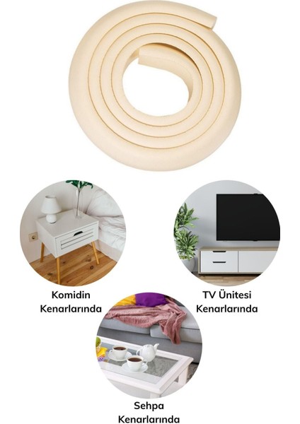 2 Metre Sarmal Krem Masa Kenar Koruyucu Şerit Masa Köşe Aparatı Bebek Çocuk Cam Ahşap Mas indirimleri