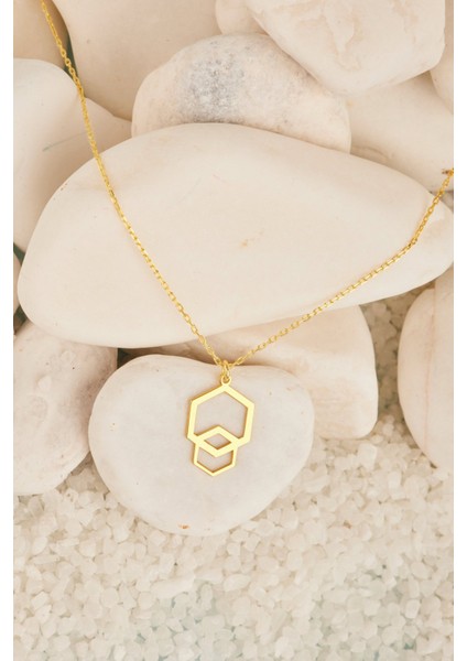 Iç Içe Altıgen Kolye 925 Ayar Kadın Gümüş Kolye fiyatları