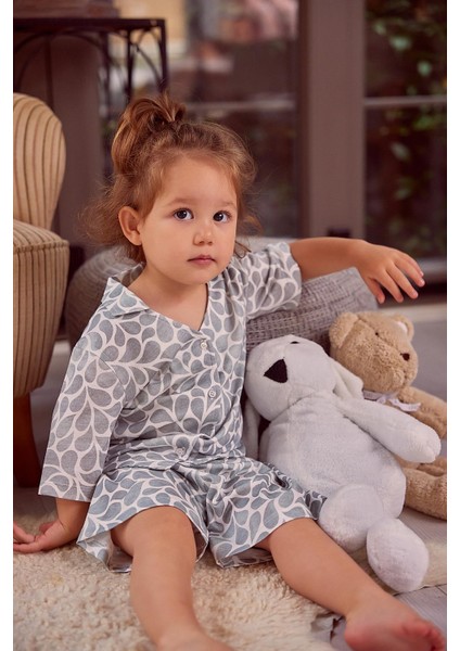 Kız Çocuk Düğmeli Kısa Kollu Pijama Takımı
