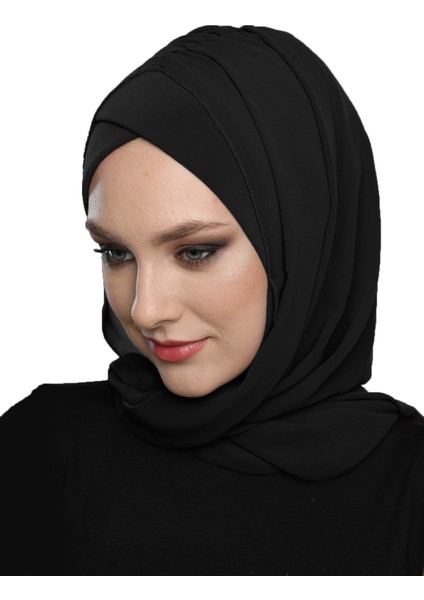 Şallı Takmatik Sade Hazır Türban Tesettür Bone Namaz Örtüsü