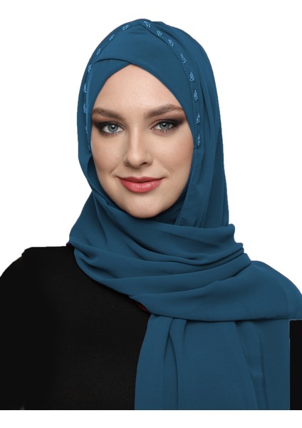 Şallı Takmatik Taşlı Hazır Türban Tesettür Bone Namaz Örtüsü