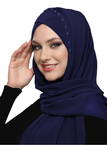 Şallı Takmatik Taşlı Hazır Türban Tesettür Bone