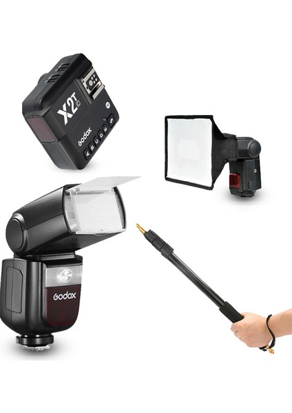 V860III-C Canon Flaş Full Set (Tepe Flaş + Tetikleyici + Portable Boom + Softbox)