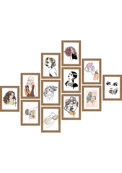 Women Look Women Style 13,5 x 18 cm Çerçeve Görünümlü 12'li Ahşap modelleri