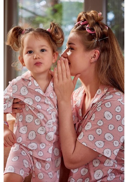 Kız Çocuk Düğmeli Kısa Kollu Pijama Takımı