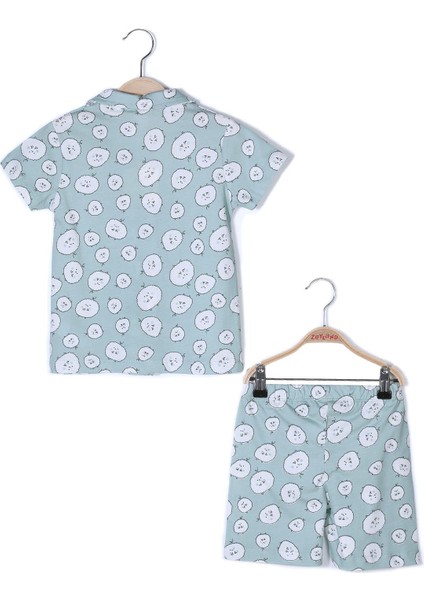 Kız Çocuk Düğmeli Kısa Kollu Pijama Takımı